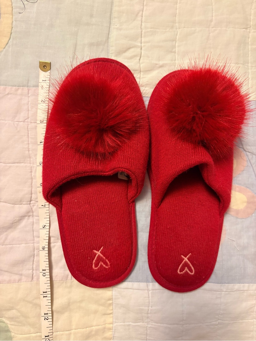 Vintage VS Red Pom-Pom Slippers
